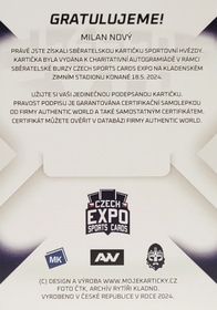 Milan Nový 2024 MK EXPO Kladno podpisová kartička