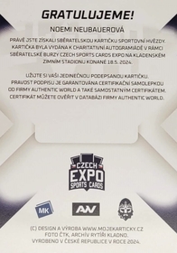 Noemi Neubauerová 2024 MK EXPO Kladno podpisová kartička