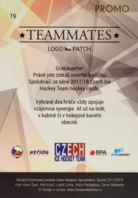 Josef Kořenář, Jakub Škarek 2017/18 Teammates Logo Patch PROMO