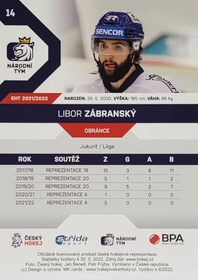 Libor Zábranský 2021/22 MK PROMO Rookie Card
